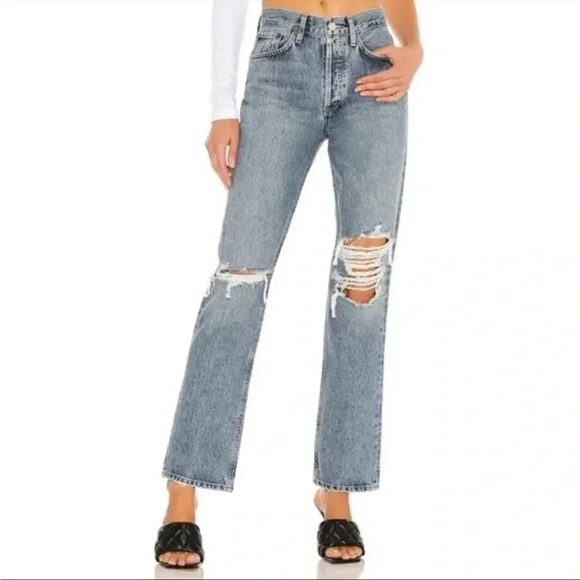 AGOLDE Lana Vintage Straight Leg Jeans in Wash Backdrop - Picture 1 of 6